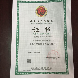 安全生產標準化證書